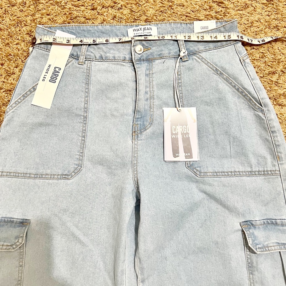 NWT! [Wax Jean] Light Wash Wide Leg Cargo Jeans Y2K Back to School Size 31 - Picture 9 of 10